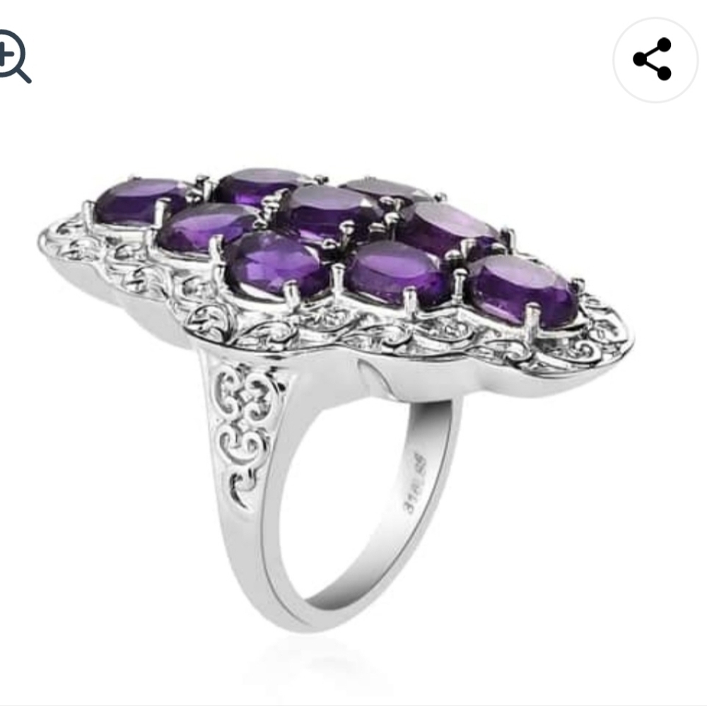 🆕️SIZE 6 GENUINE AMETHYST RING IN STAINLESS STEEL - FASHION RING - Picture 4 of 9